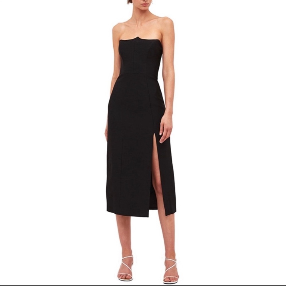 C/MEO COLLECTIVE Beyond Control Strapless Midi Dress NWT